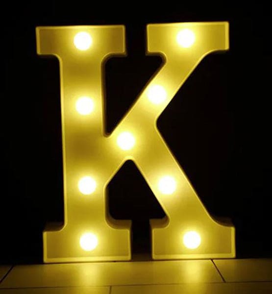 Gold 8in LED Light Letter K Centerpiece
