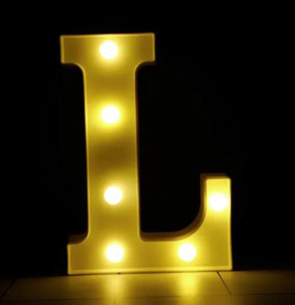 Gold 8in LED Light Letter L Centerpiece