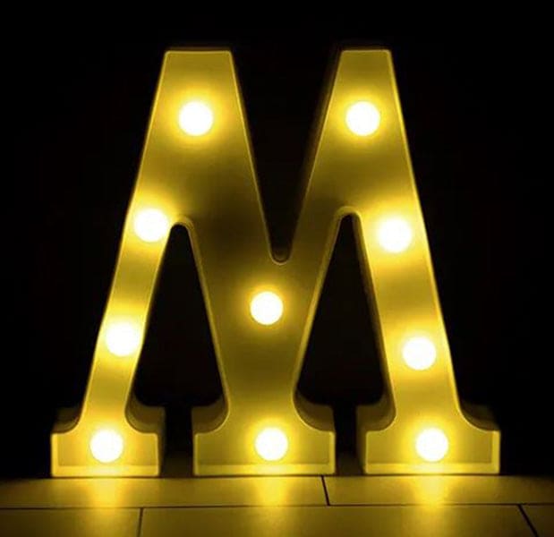 Gold 8in LED Light Letter M Centerpiece