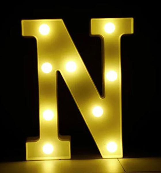 Gold 8in LED Light Letter N Centerpiece
