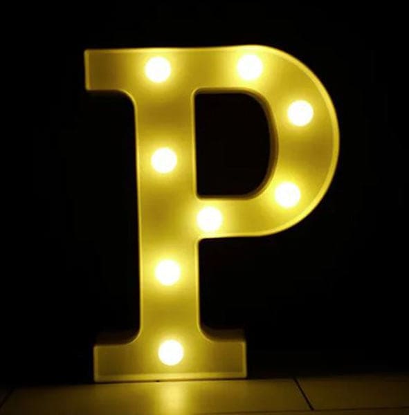 Gold 8in LED Light Letter P Centerpiece