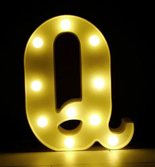 Gold 8in LED Light Letter Q Centerpiece