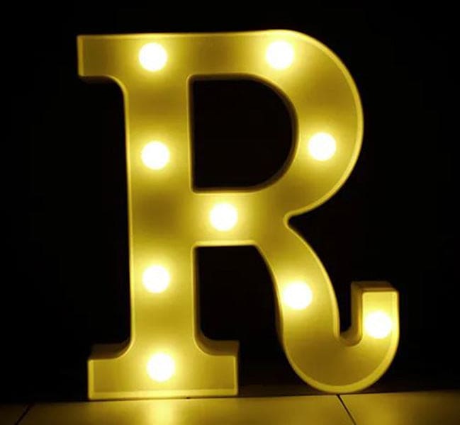 Gold 8in LED Light Letter R Centerpiece