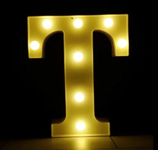 Gold 8in LED Light Letter T Centerpiece