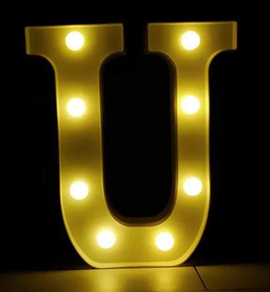 Gold 8in LED Light Letter U Centerpiece