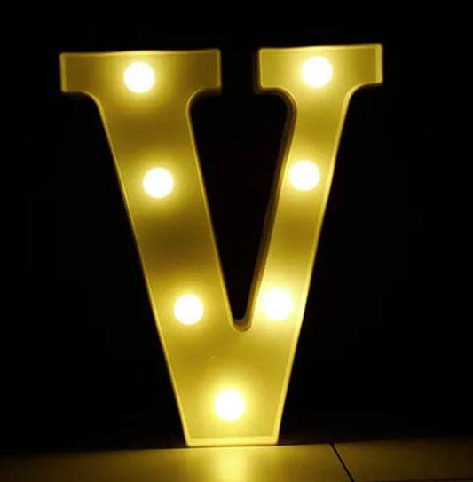 Gold 8in LED Light Letter V Centerpiece