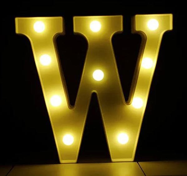 Gold 8in LED Light Letter W Centerpiece