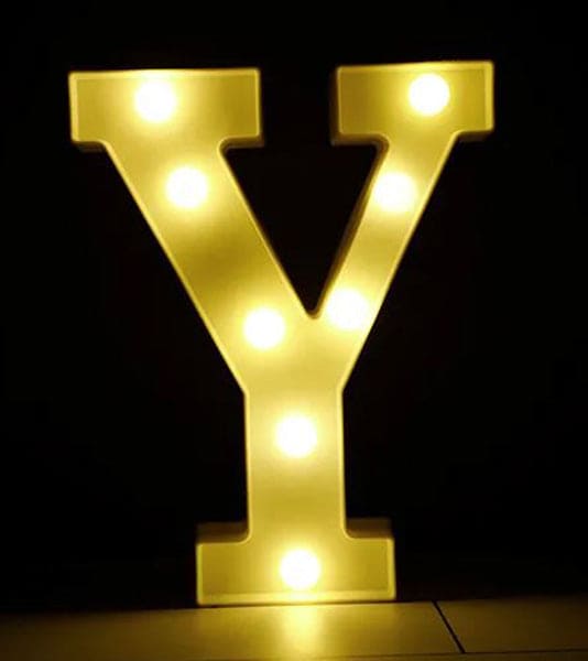 Gold 8in LED Light Letter Y Centerpiece