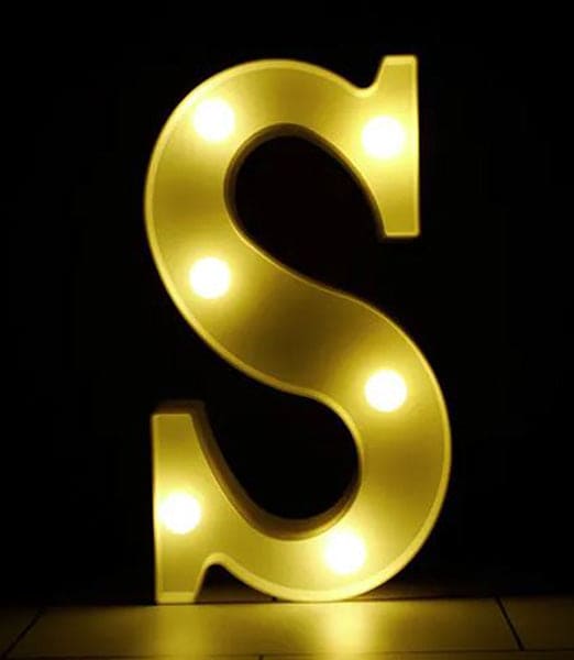 Gold 8in LED Light Letter S Centerpiece