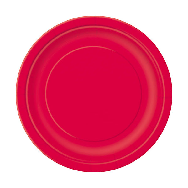 Red 7in Round Luncheon Paper Plates 20ct