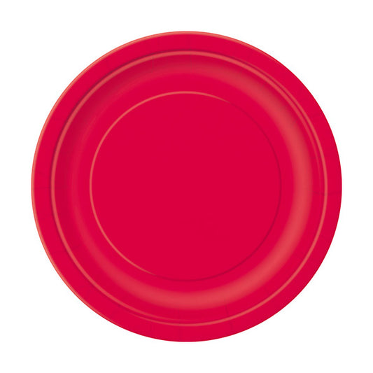 Red 7in Round Luncheon Paper Plates 20ct