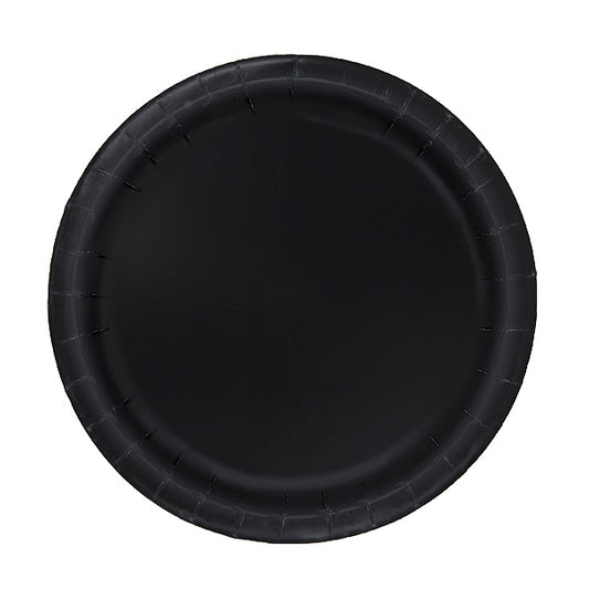 Black 7in Round Luncheon Paper Plates 20ct