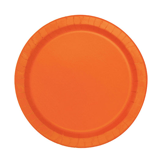 Orange 7in Round Luncheon Paper Plates 20ct