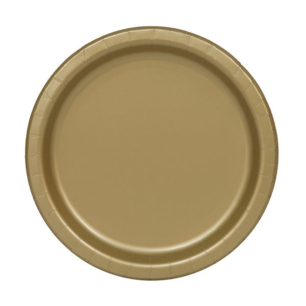 Gold 7in Round Luncheon Paper Plates 20ct