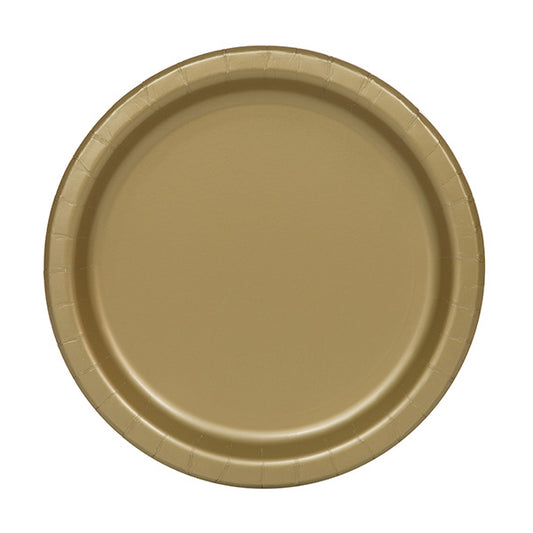 Gold 7in Round Luncheon Paper Plates 20ct