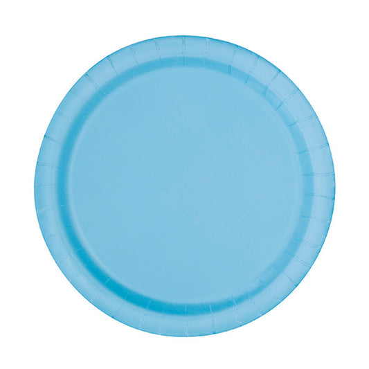 Powder Blue 7in Round Luncheon Paper Plates 20ct