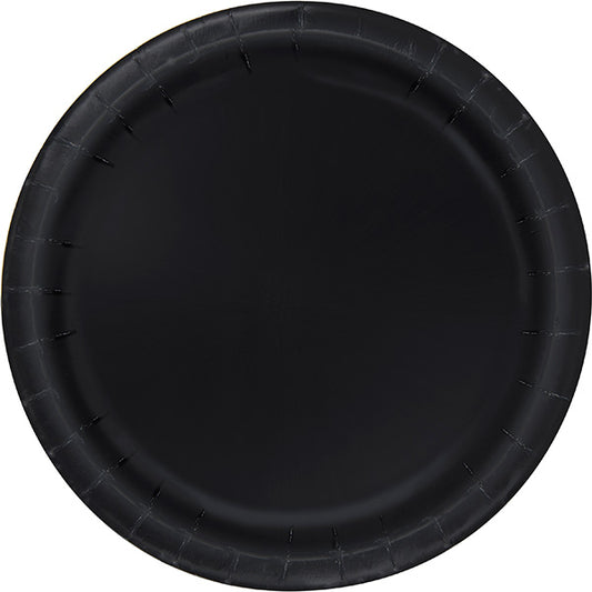 Black 9in Round Dinner Paper Plates 20ct