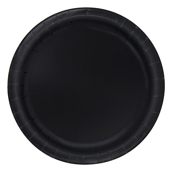 Black 9in Round Dinner Paper Plates 20ct