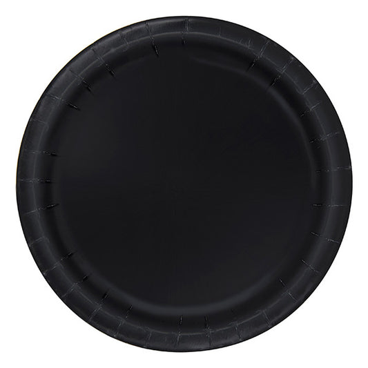 Black 9in Round Dinner Paper Plates 20ct