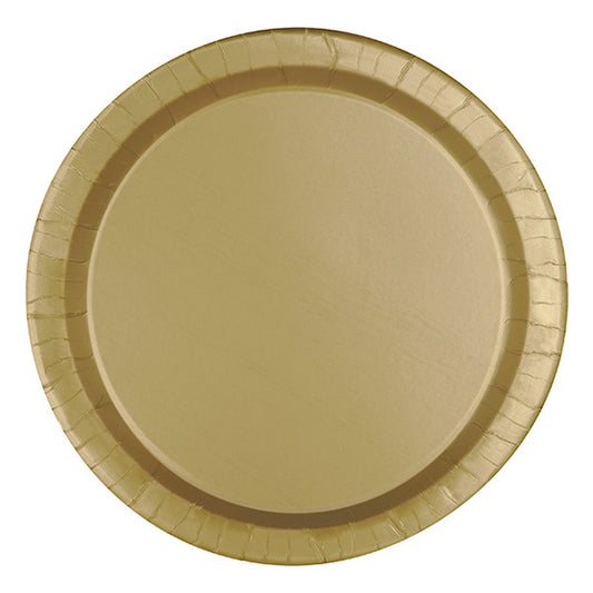 Gold 9in Round Dinner Paper Plates 20ct