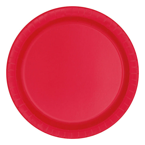 Red 9in Round Dinner Paper Plates 20ct