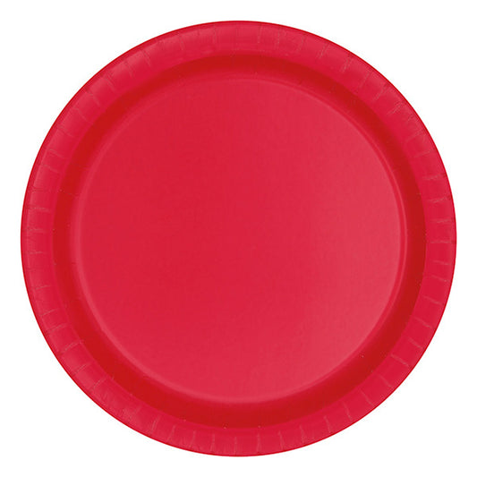 Red 9in Round Dinner Paper Plates 20ct