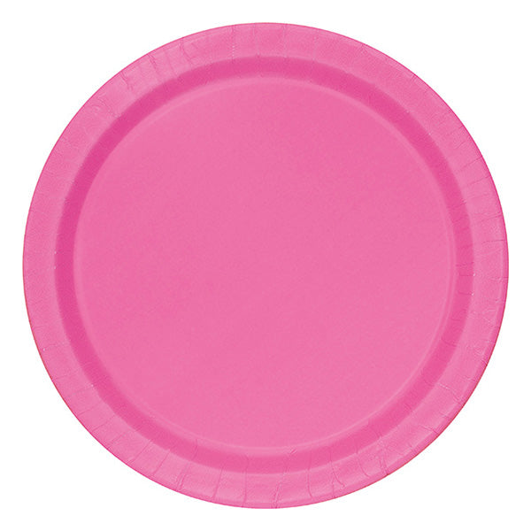 Hot Pink 9in Round Dinner Paper Plates 20ct
