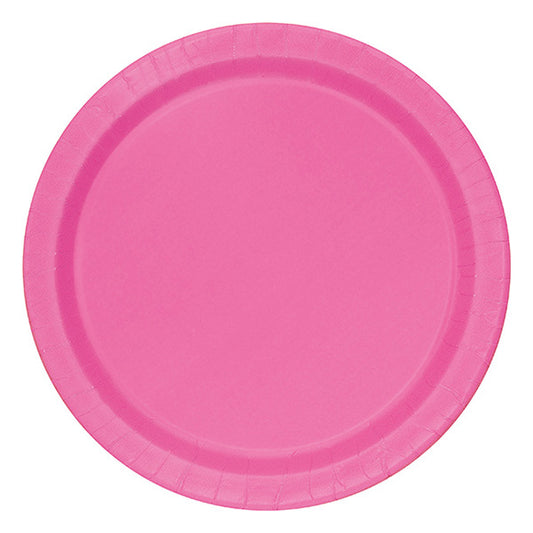 Hot Pink 9in Round Dinner Paper Plates 20ct