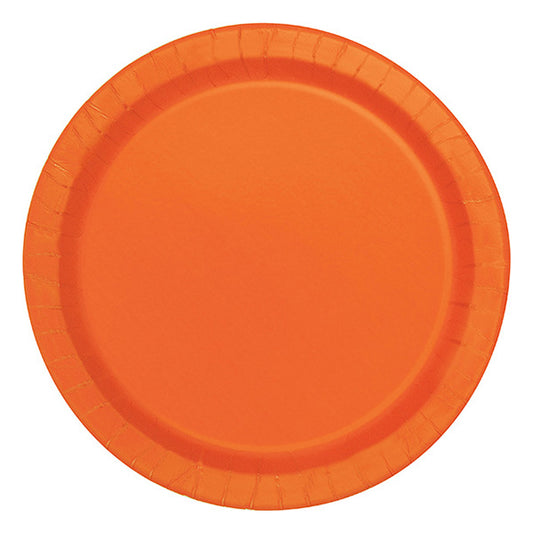 Orange 9in Round Dinner Paper Plates 20ct