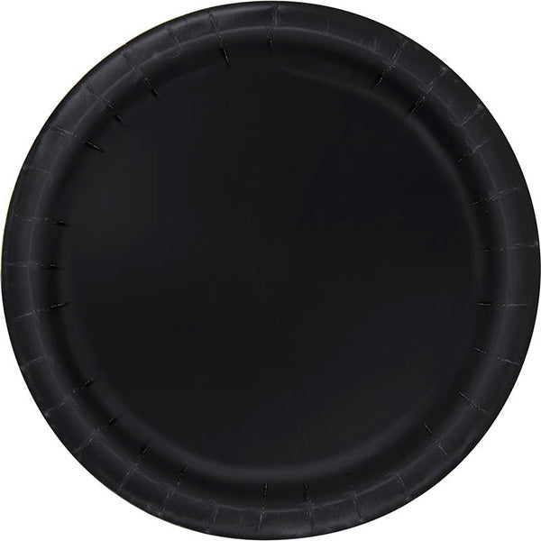 Black Big Party Pack 9in Round Paper Plates 50ct