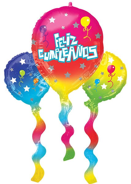 Feliz Cumpleanos Remolino 39in Metallic Balloon