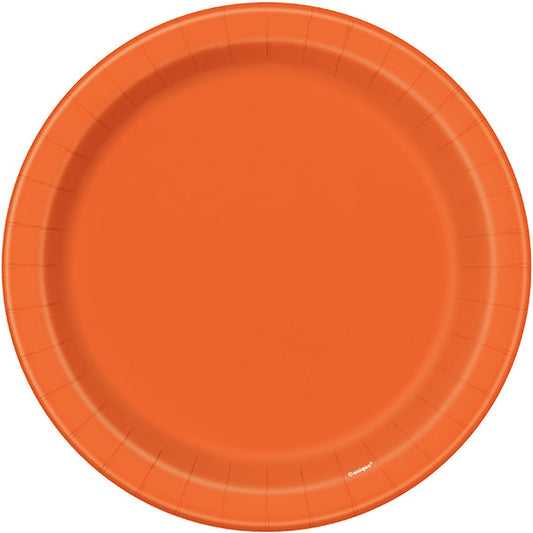 Orange Big Party Pack 9in Round Paper Plates 50ct