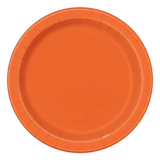 Orange Big Party Pack 9in Round Paper Plates 50ct
