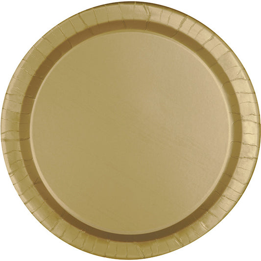 Gold 10.5in Round Banquet Paper Plates 20ct