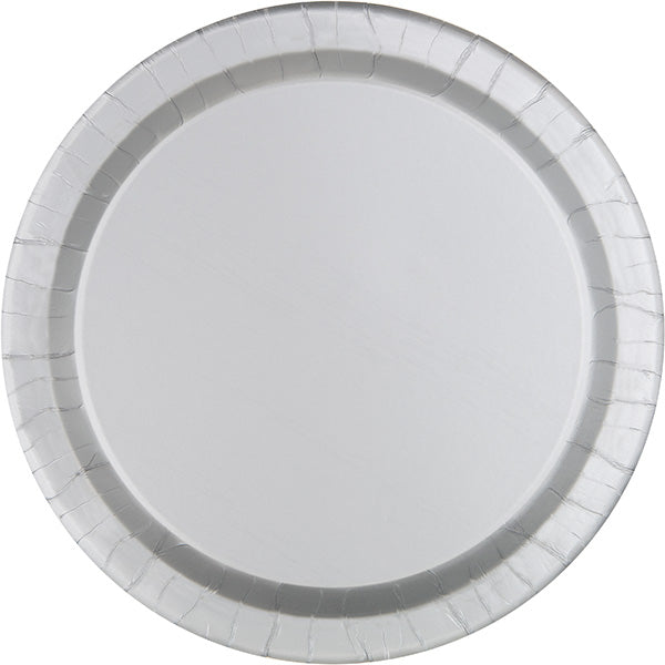 Silver 10.5in Round Banquet Paper Plates 20ct