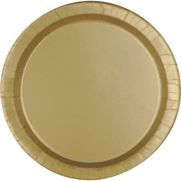 Gold 10in Round Banquet Paper Plates 50ct