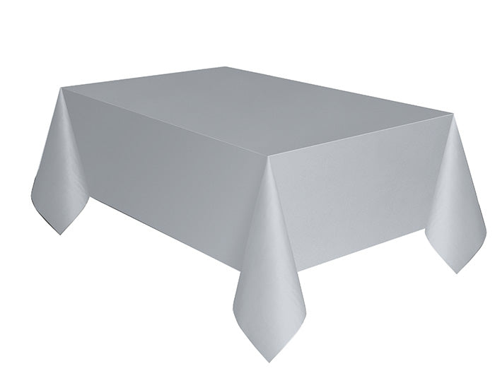 Silver 54 x 108in Plastic Table Cover