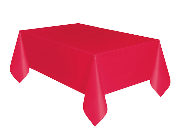 Red 54 x 108in Plastic Table Cover