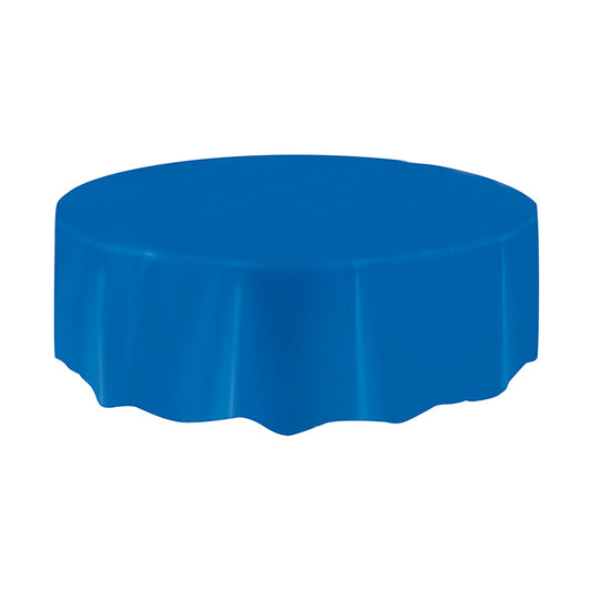 Royal Blue 84in Round Plastic Table Cover