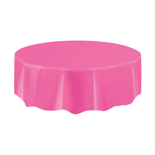 Hot Pink 84in Round Plastic Table Cover