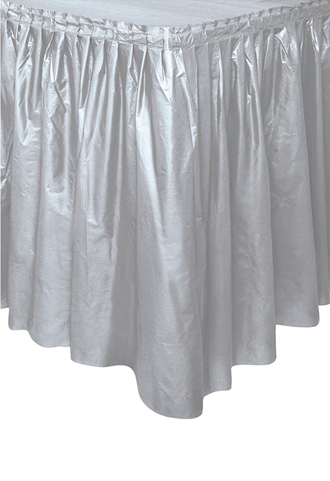 Silver Plastic 21in x 29in Tableskirt