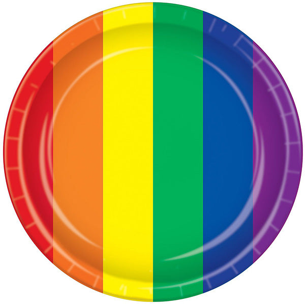 Pride Rainbow 9in Round Dinner Paper Plates 8ct