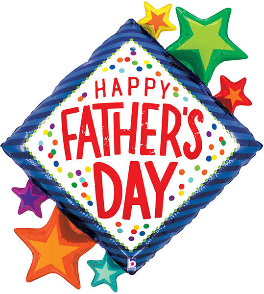 Father's Day Diamond Stars 38in Metallic Balloon