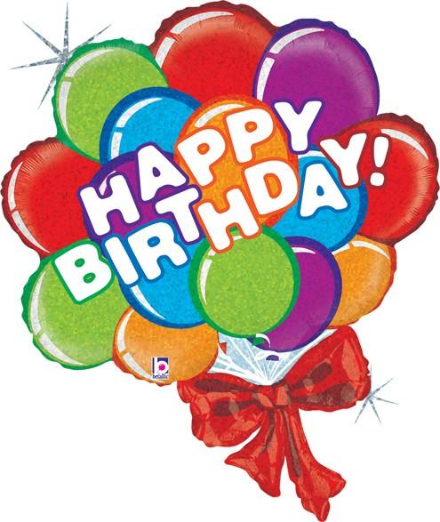 37" Holographic Happy  Birthday Balloon