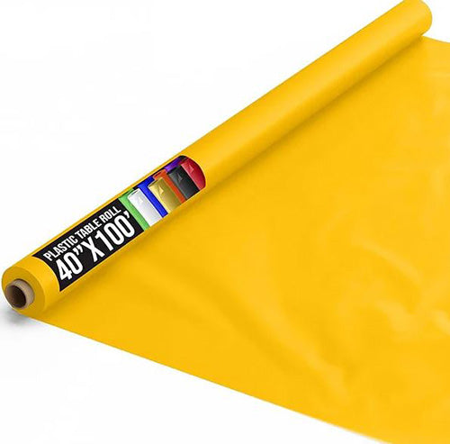 Yellow 40in x 100Ft Plastic Table Cover Roll