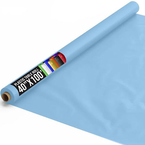 Light Blue 40in x 100Ft Plastic Table Cover Roll