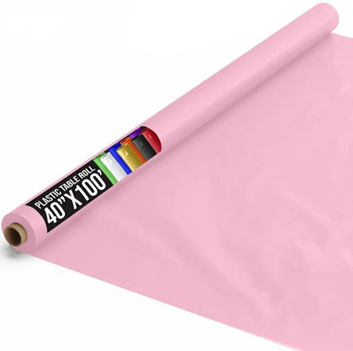 Pink 40in x100Ft Plastic Table Cover Roll