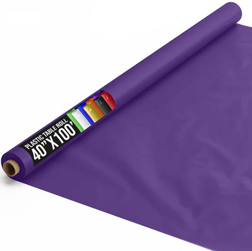 Purple 40in x 100Ft Plastic Table Cover Roll