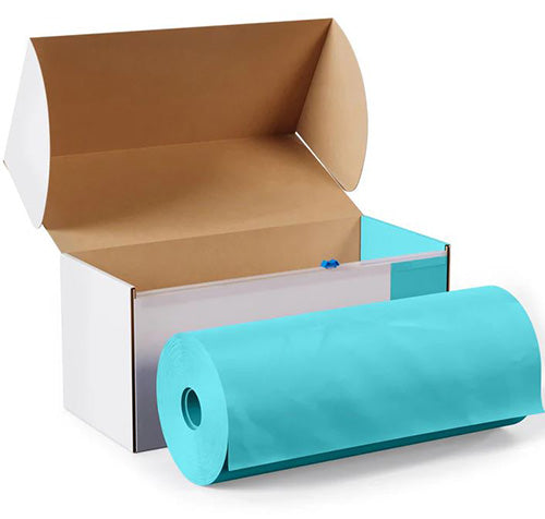 Light Blue - 54in x 100ft Boxed Plastic Table Roll