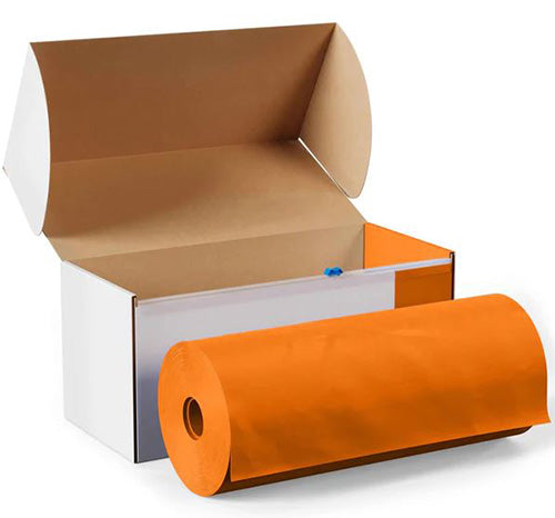 Orange - 54in x 100ft Boxed Plastic Table Roll